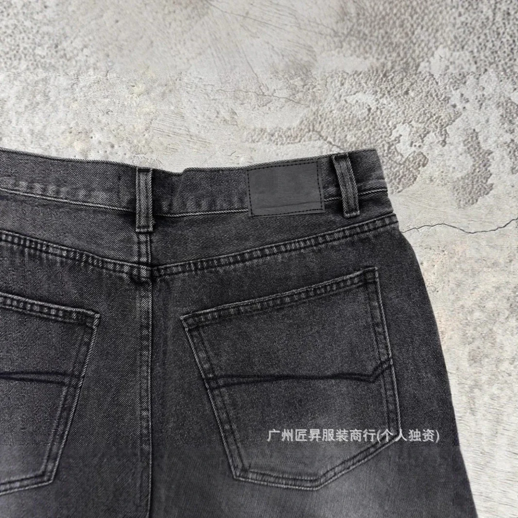 Paris Retro Black Denim Wide Leg Pants