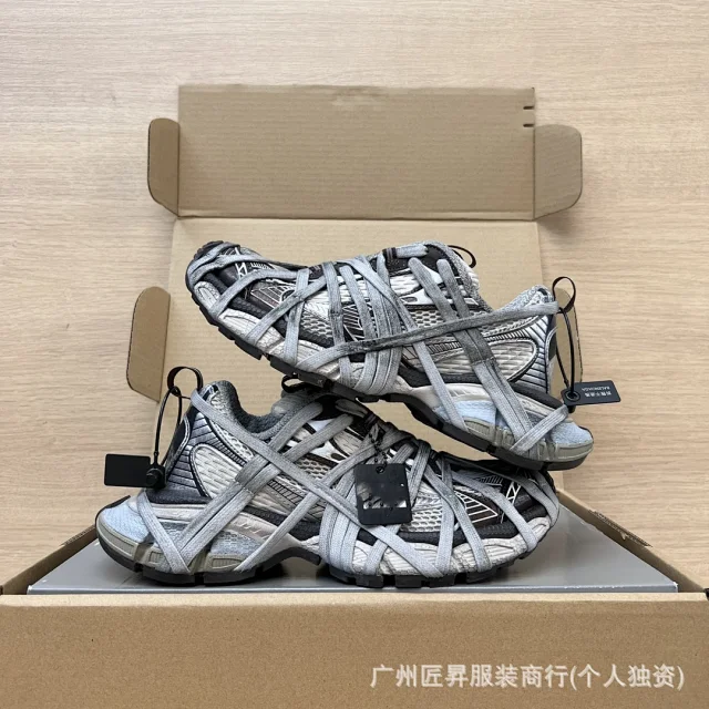 Balenciaga SS25 Purple Distressed Strapped Runners Detail