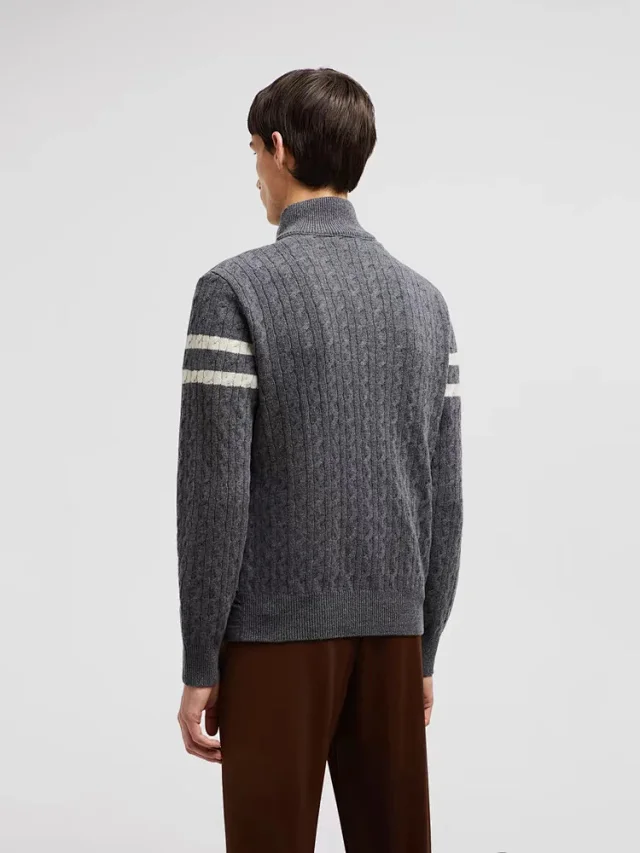 Moncler Stand Collar Wool Down Jacket Detail