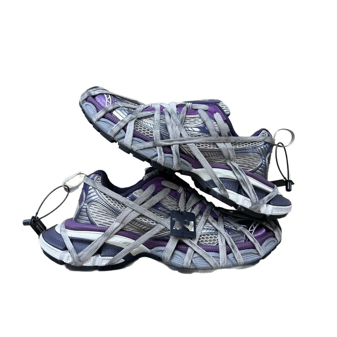 Balenciaga SS25 Purple Distressed Strapped Runners