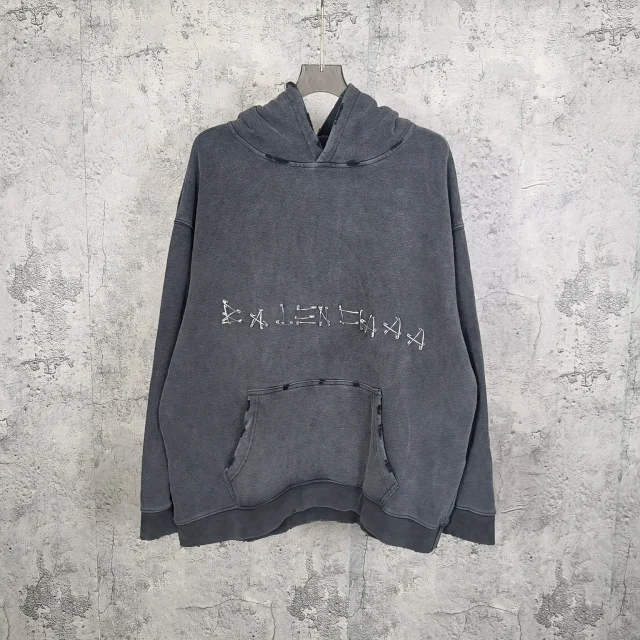 New Paris AW24 Distressed Unisex Hoodie Detail