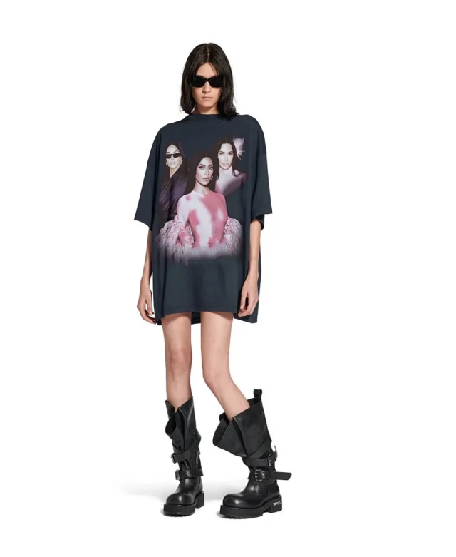 Balenciaga Kardashian Print Unisex Loose Tee Detail
