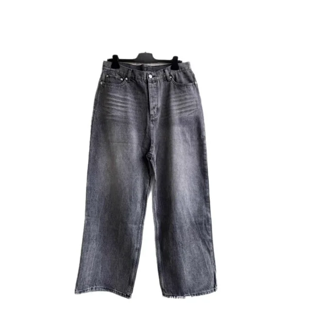 Paris Retro Black Denim Wide Leg Pants Detail