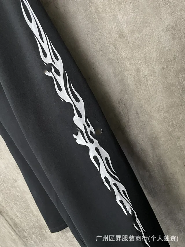 B SS25 Black Flame Mesh Pants Detail