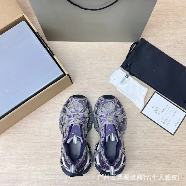 Balenciaga SS25 Purple Distressed Strapped Runners Detail