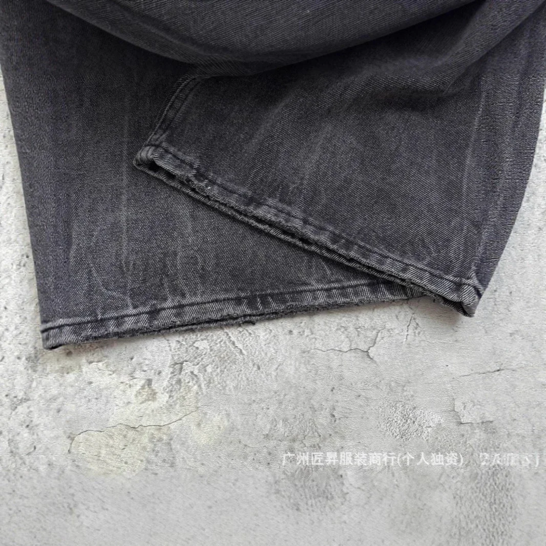 Paris Retro Black Denim Wide Leg Pants