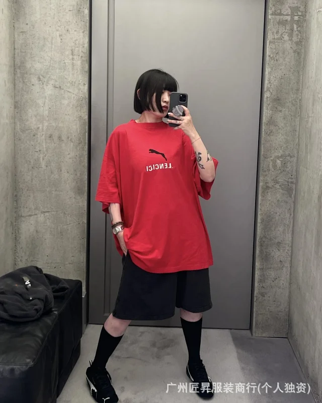 Authentic Balenciaga Paris Print Washed Tee Detail