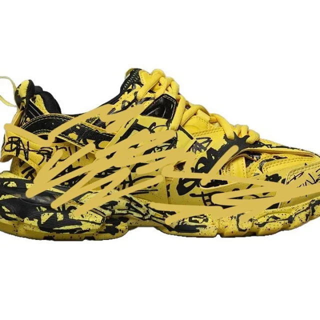 Balenciaga Paris 3 Low-Top Graffiti Sneakers Detail