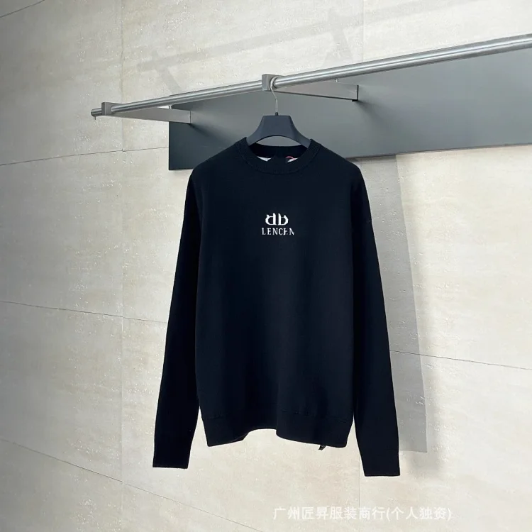 New B Jacquard-Knit Round-Neck Pullover