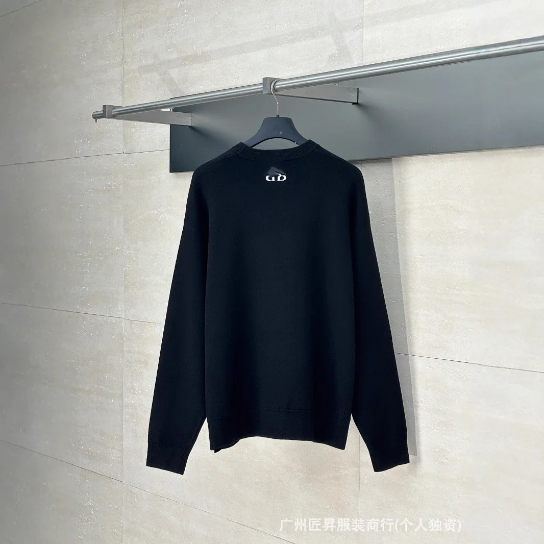 New B Jacquard-Knit Round-Neck Pullover