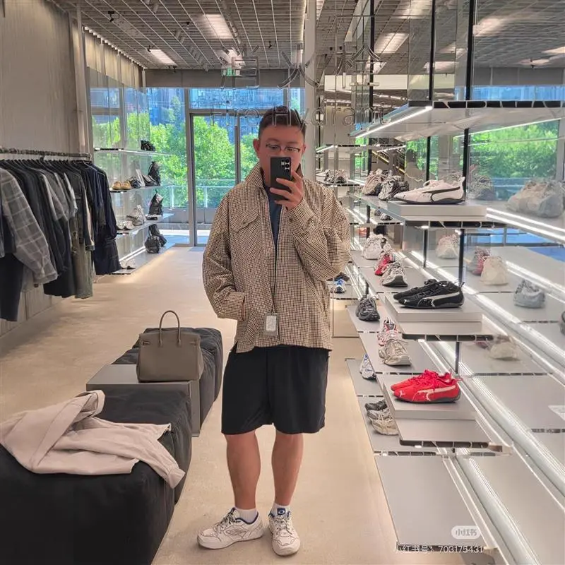 Balenciaga SS24 Plaid Long-Sleeve Lapel Jacket