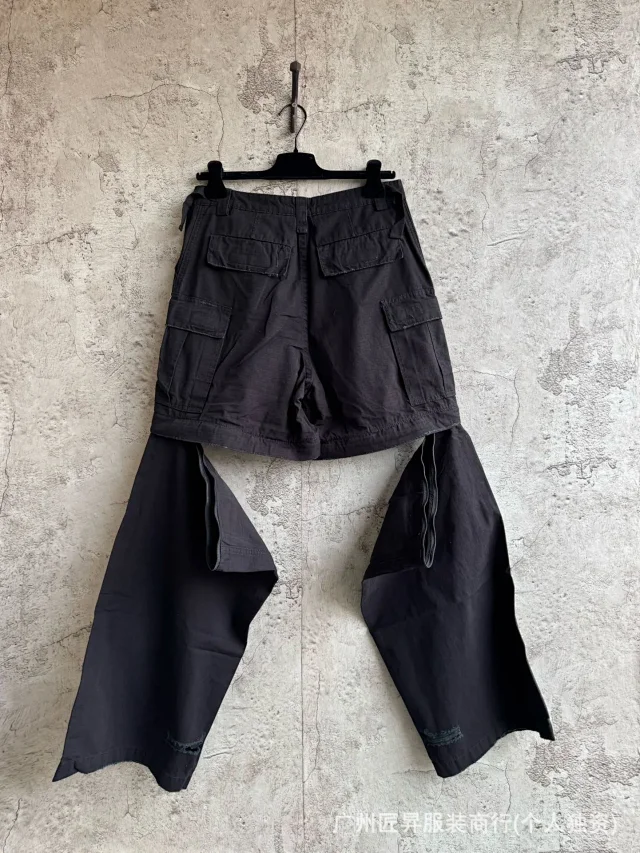 B 25SS Paris Distressed Cargo Shorts Detail