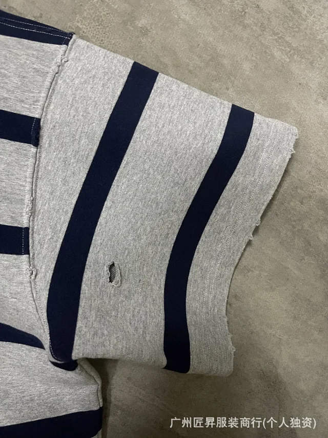 Balenciaga New BB Striped Wheat-Embroidered Polo Detail