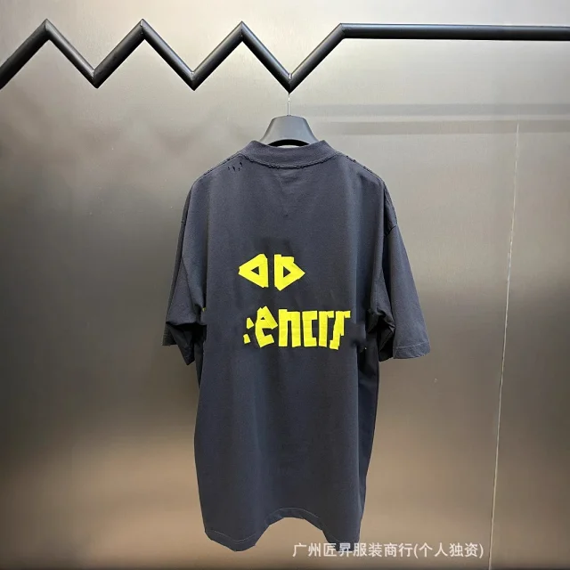Balenciaga SS23 Yellow Tape Distressed Tee Detail