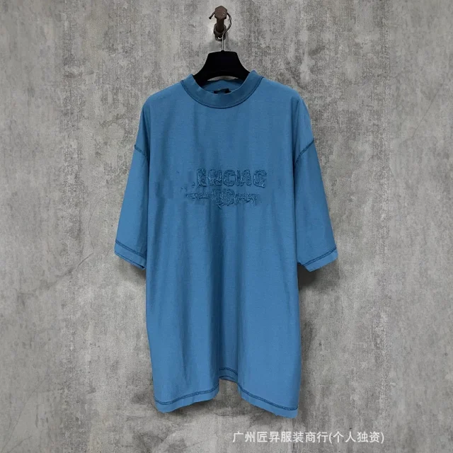 B Paris Authentic Distressed Embroidered Tee Detail