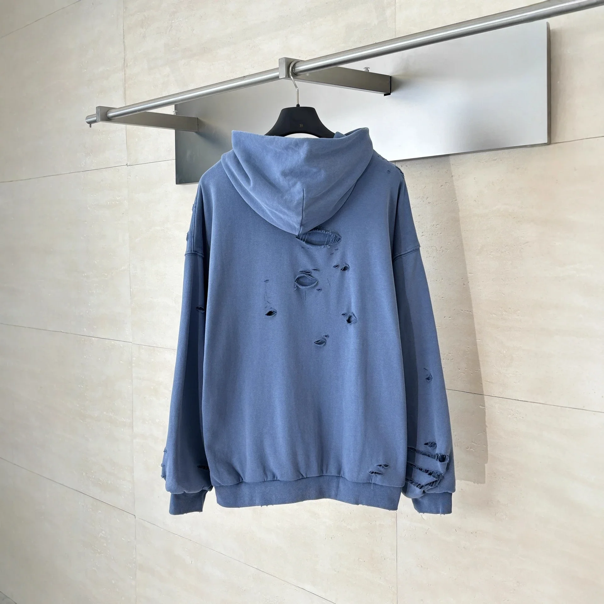 B A/W Distressed Hoodie Unisex