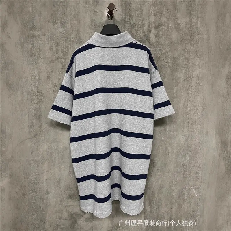 Balenciaga New BB Striped Wheat-Embroidered Polo