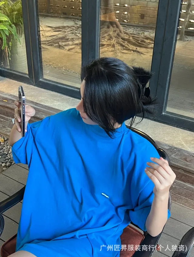 Authentic Balenciaga Letter-Covered Couple Oversized Tee Detail