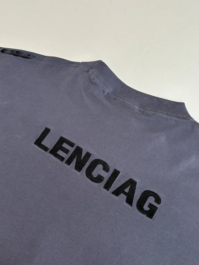 Balenciaga 25SS Distressed Graffiti Embroidered Tee Detail