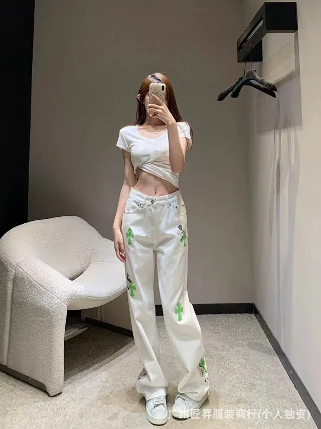 Unisex Balenciaga Loose Fit Patchwork Jeans Detail