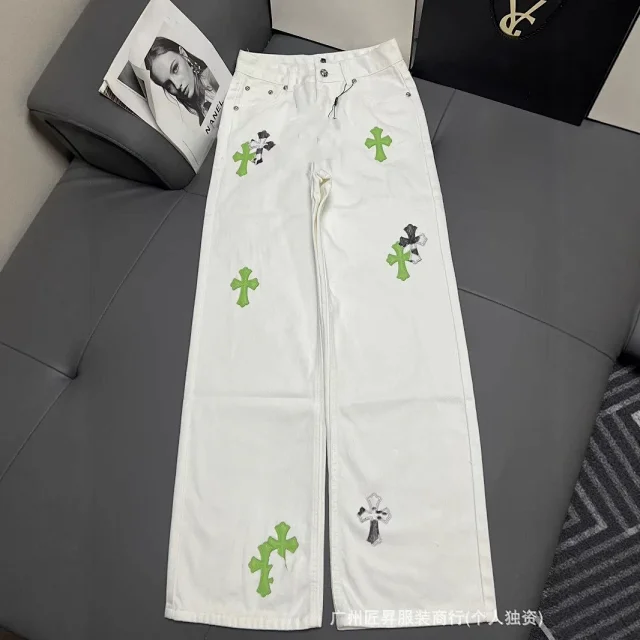 Unisex Balenciaga Loose Fit Patchwork Jeans Detail