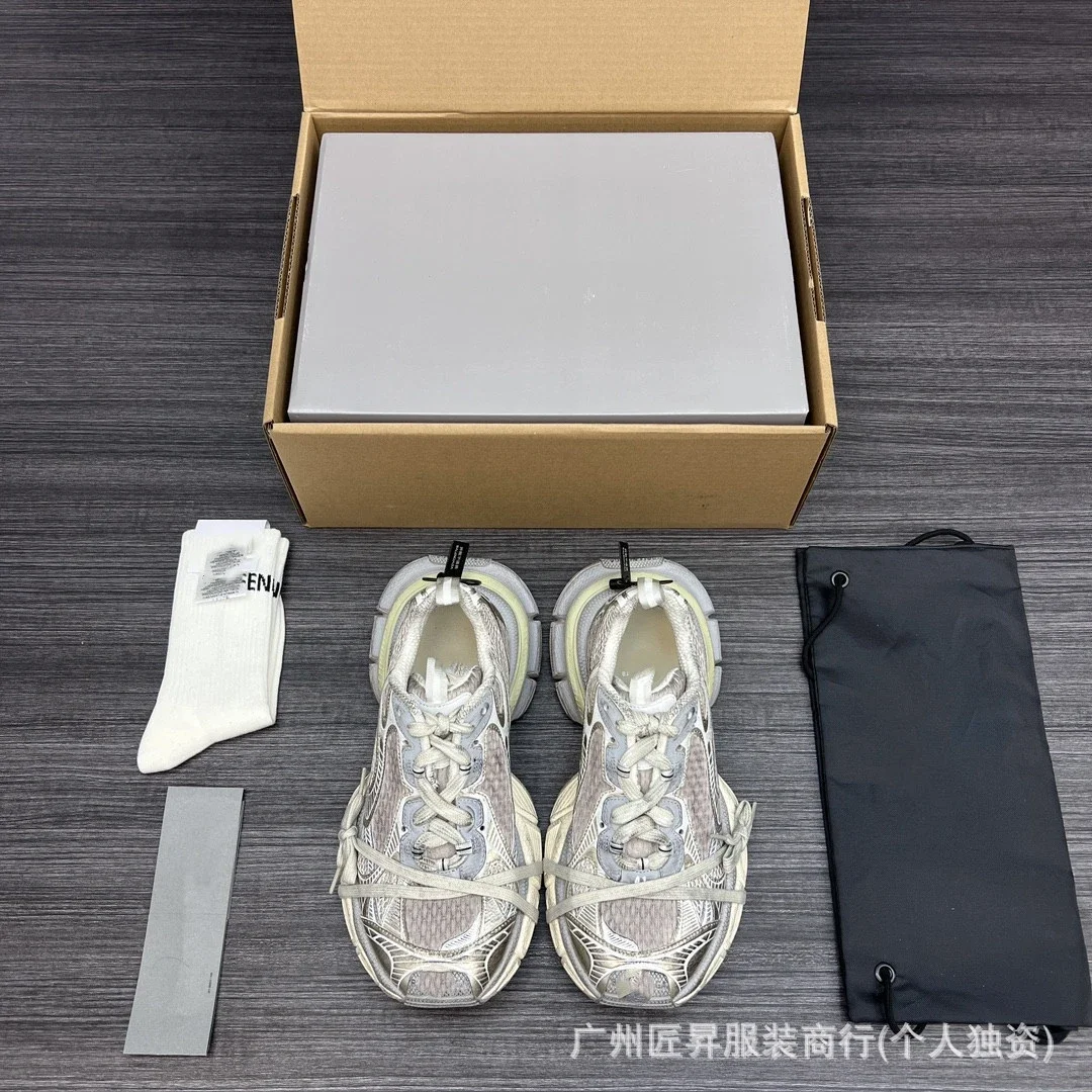 Balenciaga Distressed Sneakers 3XL Beige Gold
