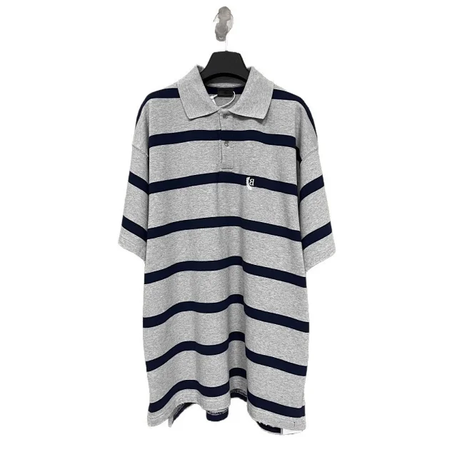 Balenciaga New BB Striped Wheat-Embroidered Polo Detail