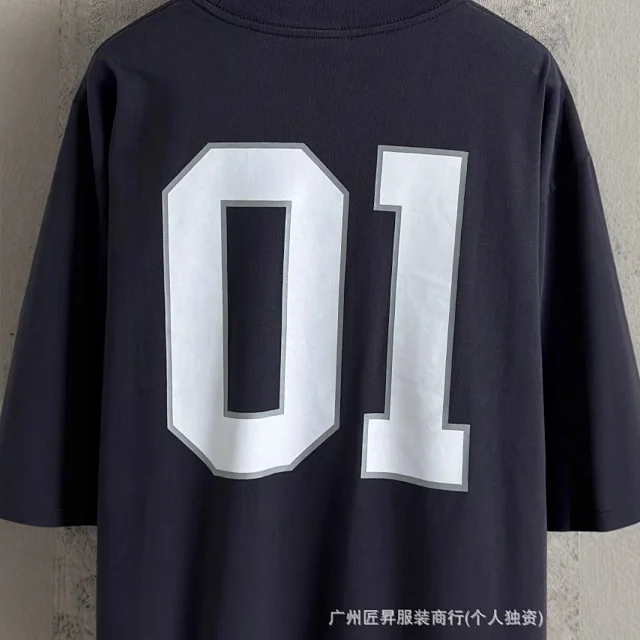 B01 Letter Embroidered Streetwear Tee Unisex Detail