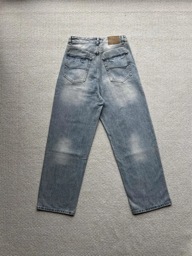 Balenciaga SS25 Washed Distressed Denim Jeans Detail