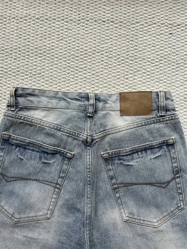 Balenciaga SS25 Washed Distressed Denim Jeans Detail