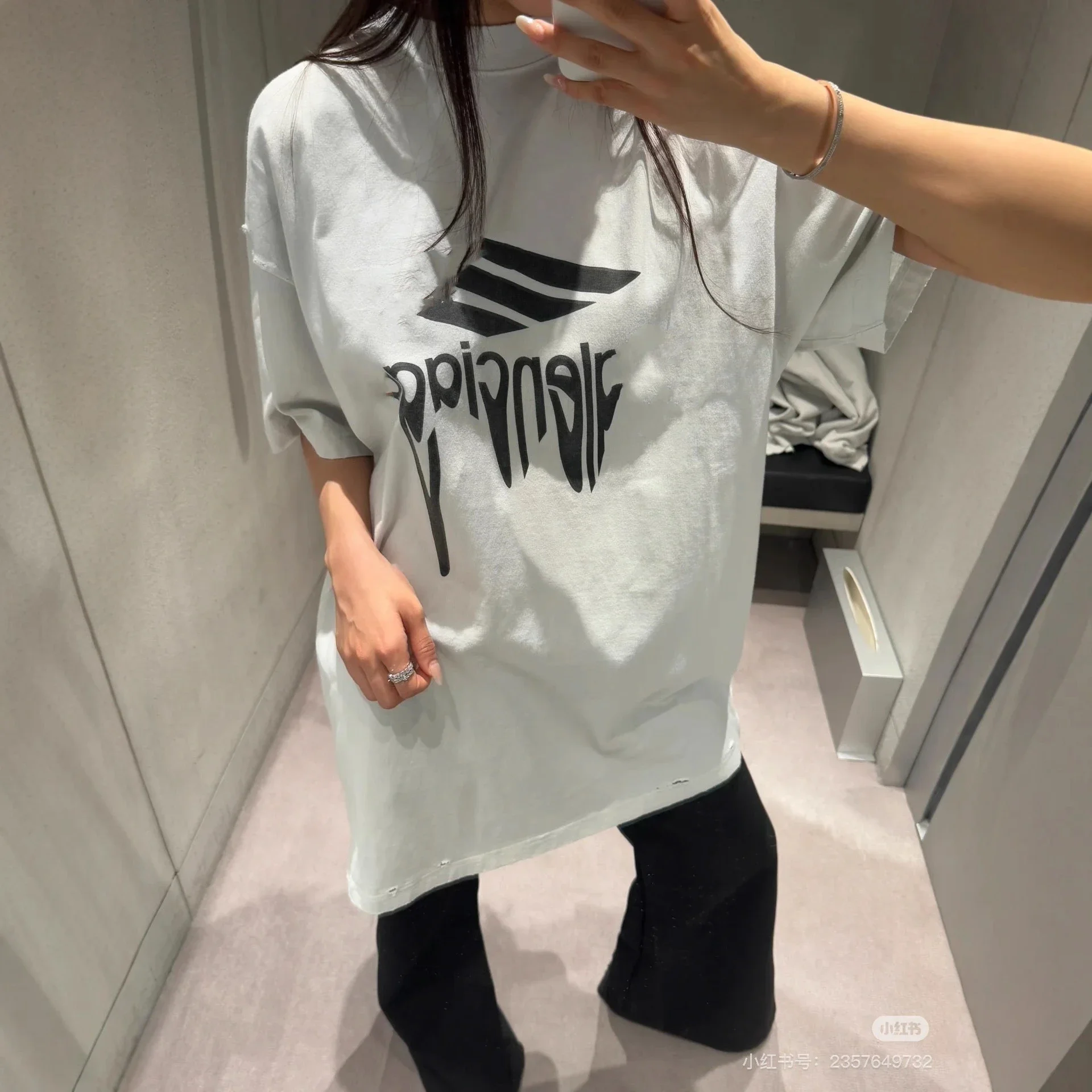 Balenciaga 25SS Distressed Melt Print Tee
