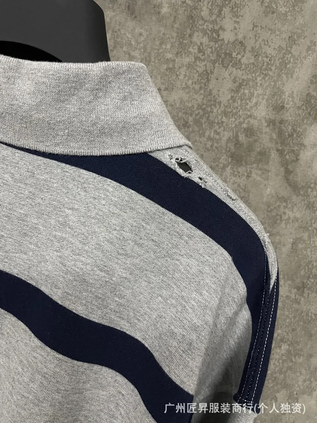 Balenciaga New BB Striped Wheat-Embroidered Polo Detail