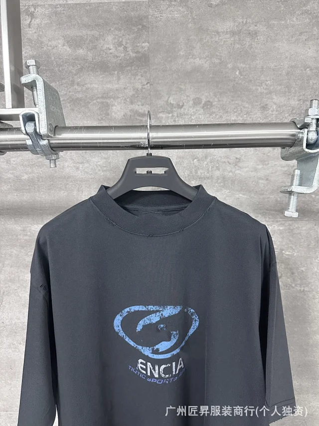 Balenciaga SS24 Distressed Blurred Logo Tee Detail