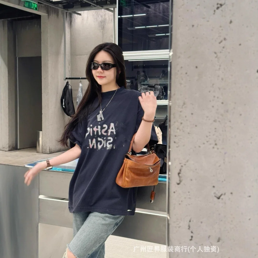 Paris B Distressed Gold Flake Tee