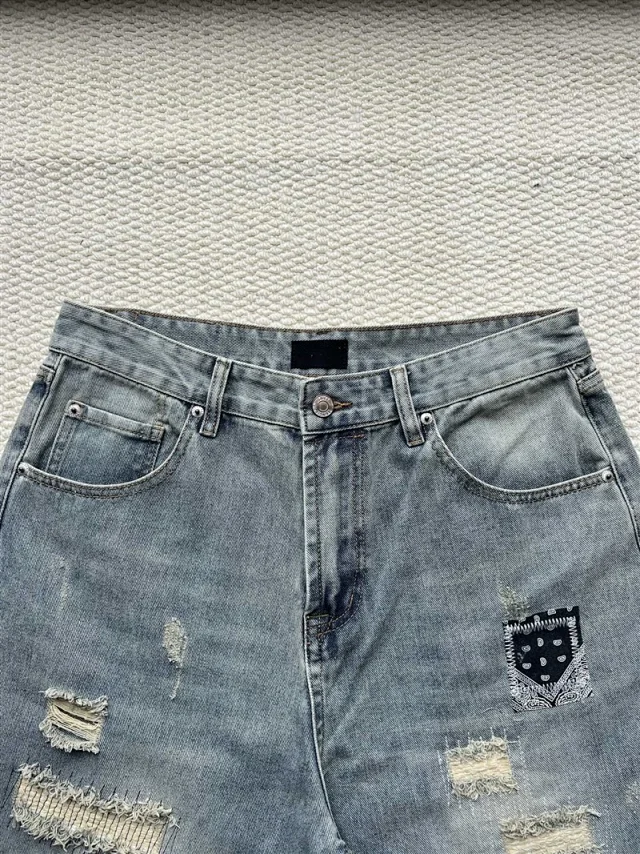 SS25 Balenciaga Heavily Ripped Denim Jeans Detail