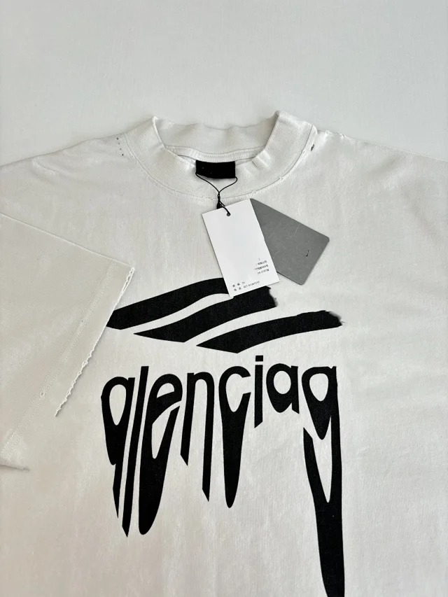 Balenciaga 25SS Distressed Melt Print Tee Detail