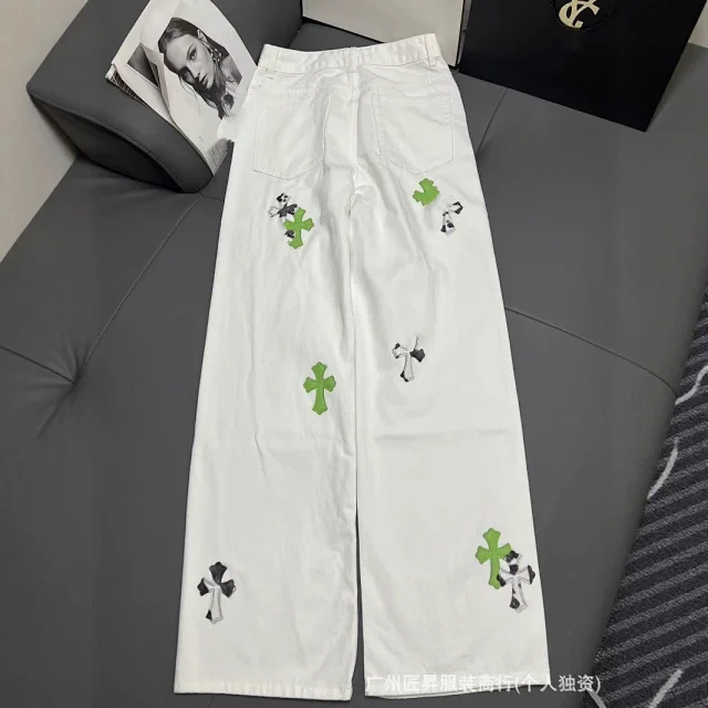 Unisex Balenciaga Loose Fit Patchwork Jeans Detail