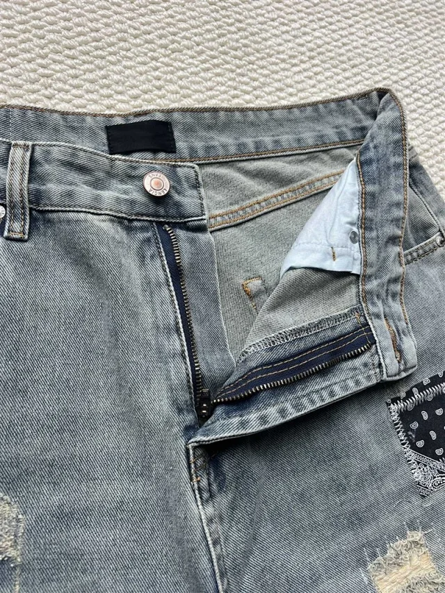 SS25 Balenciaga Heavily Ripped Denim Jeans Detail