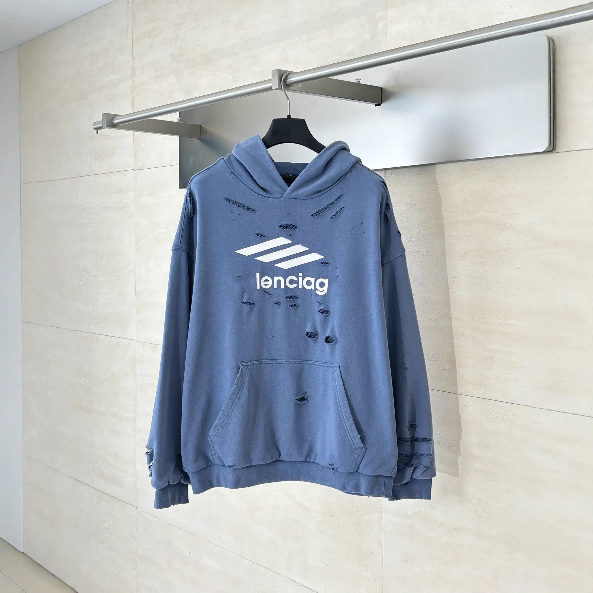 B A/W Distressed Hoodie Unisex