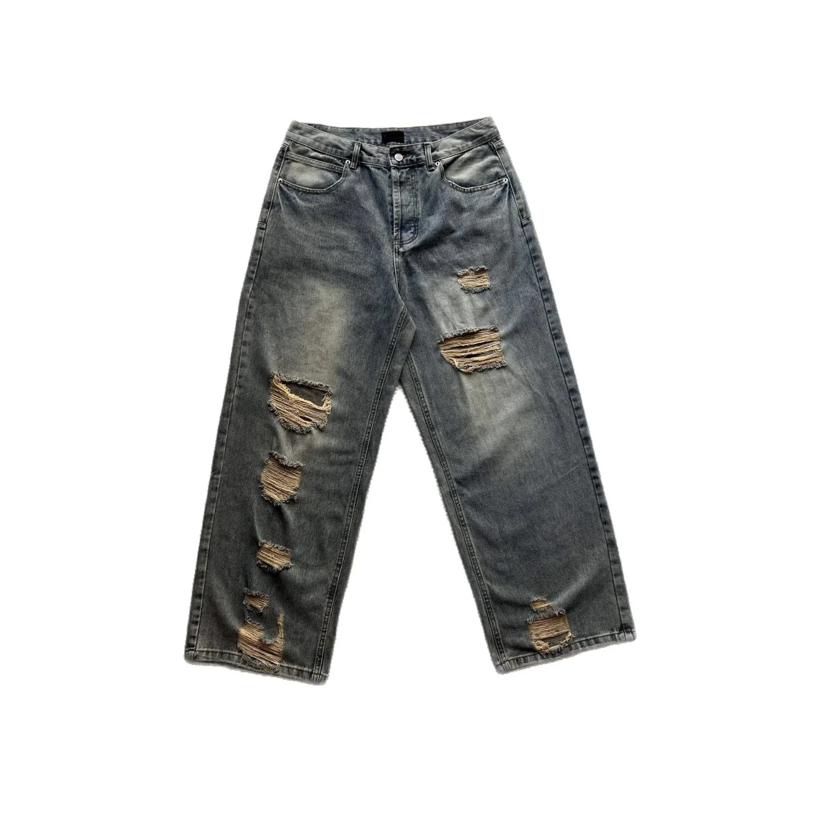 Balenciaga SS25 Distressed Knee - Ripped Jeans