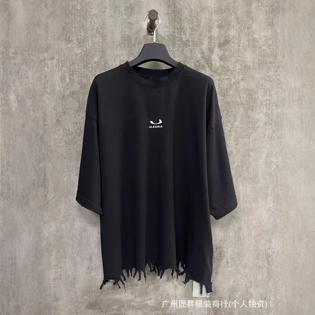 Balenciaga Embroidered Tassel Oversized Unisex Tee Detail