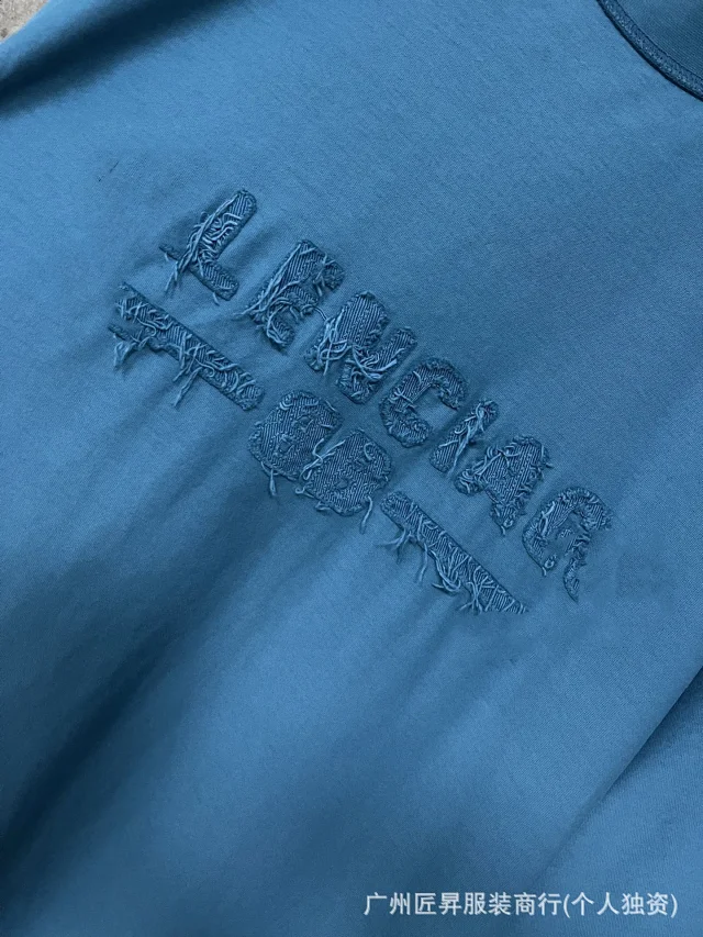 B Paris Authentic Distressed Embroidered Tee Detail