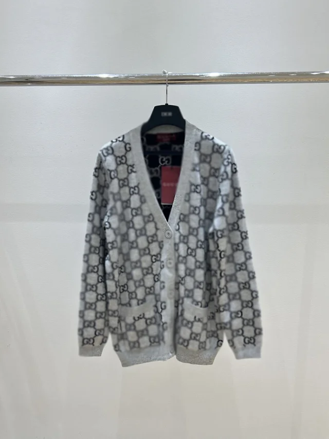 Gucci Monogram Reversible V-Neck Cardigan Detail