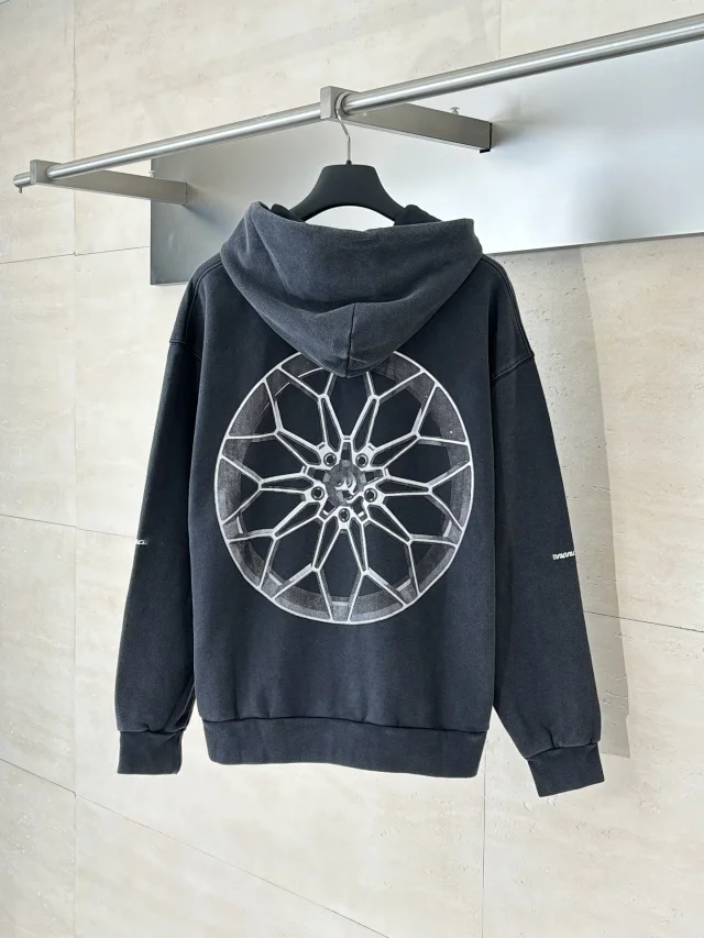 Balenciaga Car Logo Zip Hoodie Black Detail
