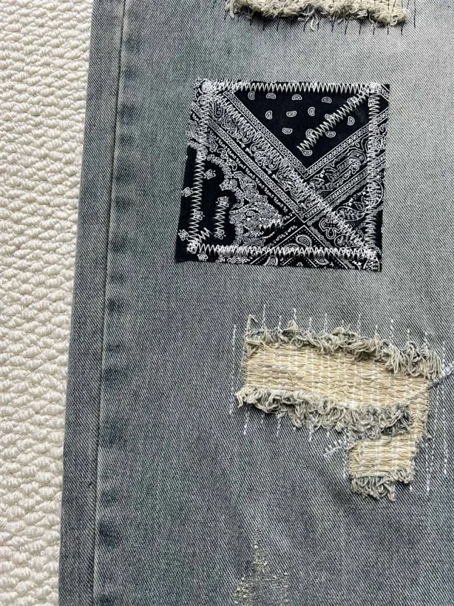 SS25 Balenciaga Heavily Ripped Denim Jeans Detail