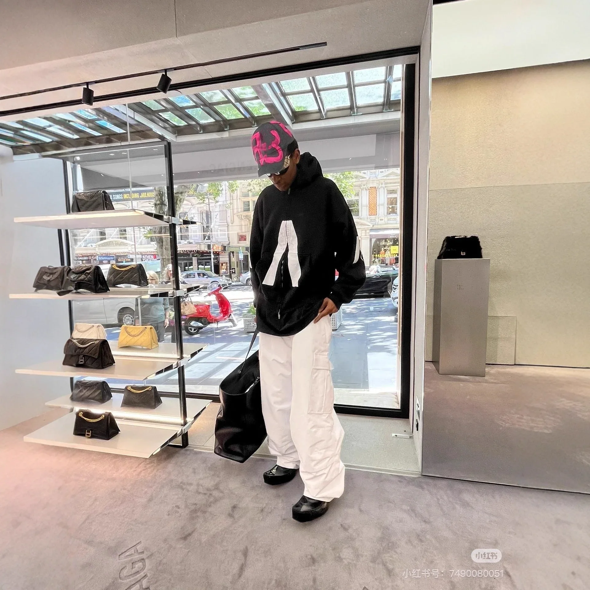 Balenciaga 25SS Ripped Logo Zip Hoodie