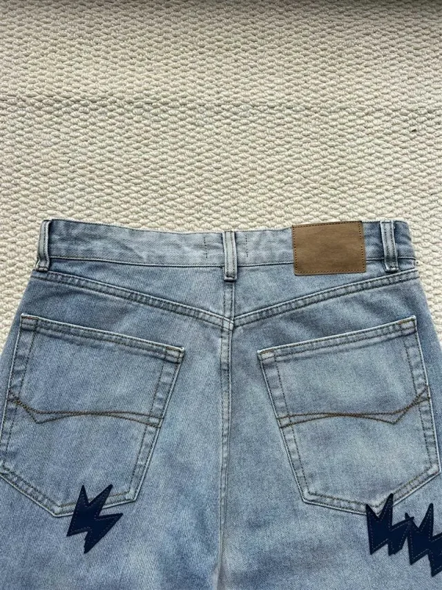 Balenciaga Gradient Blue Washed Jeans Detail
