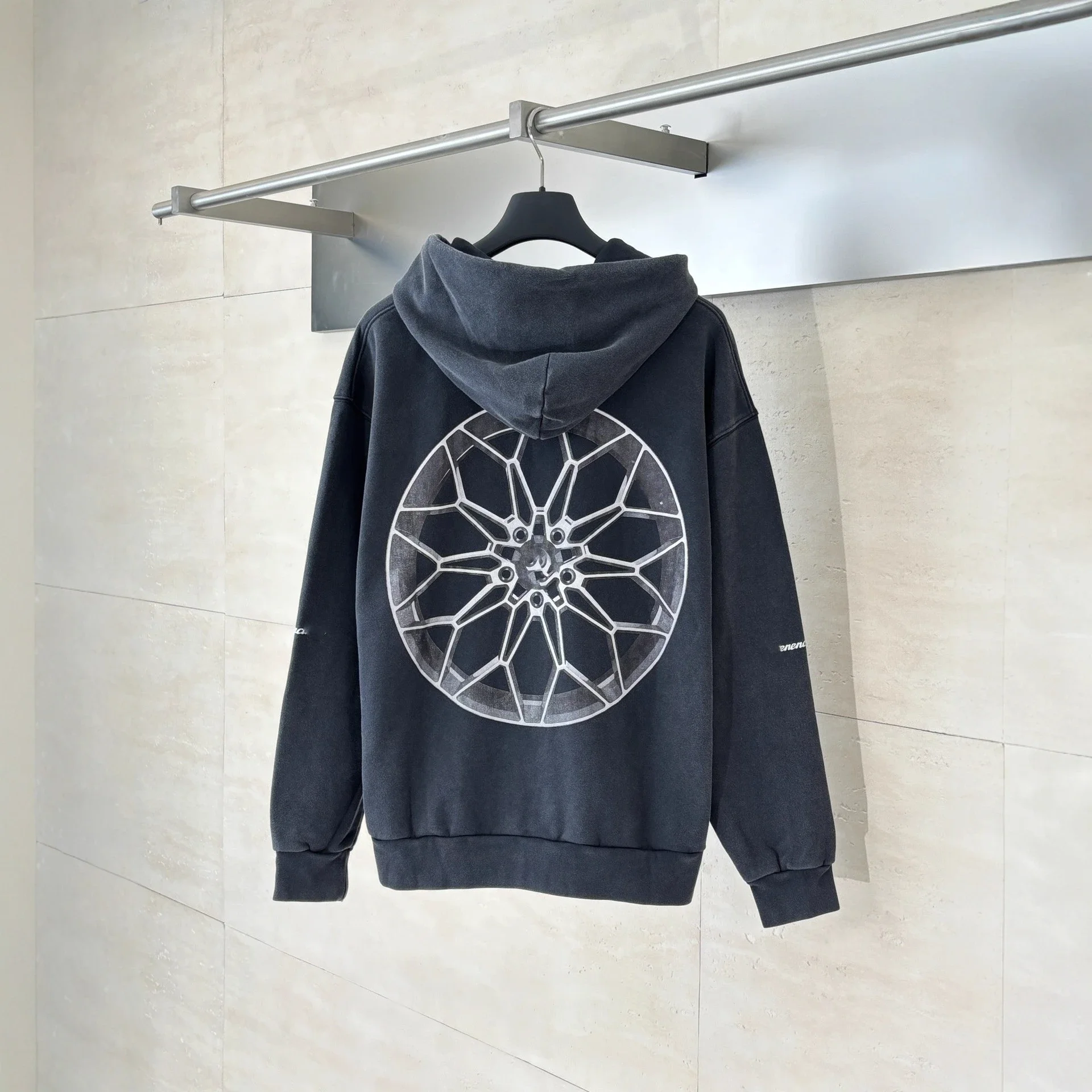 Balenciaga Car Logo Zip Hoodie Black