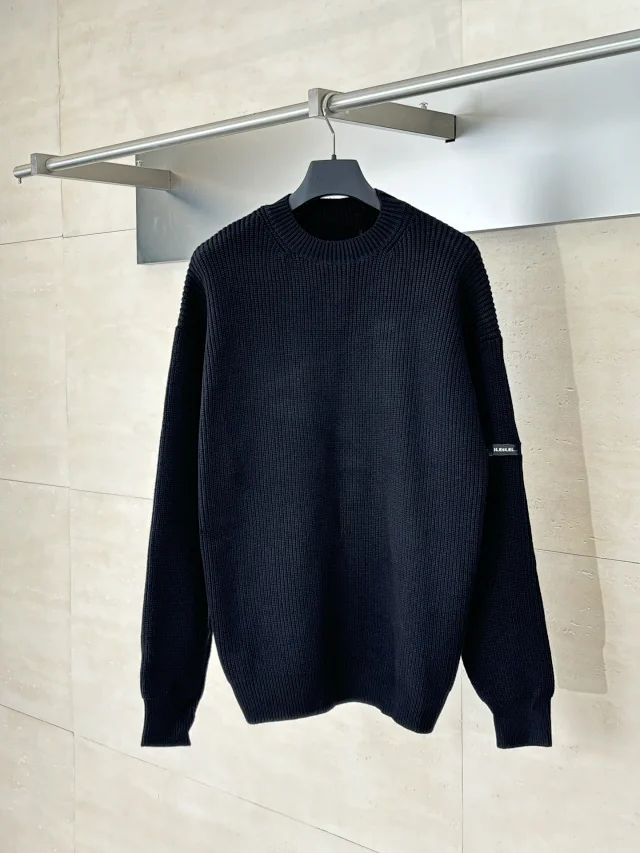 Balenciaga SS25 Sleeve Badge Knit Sweater Detail