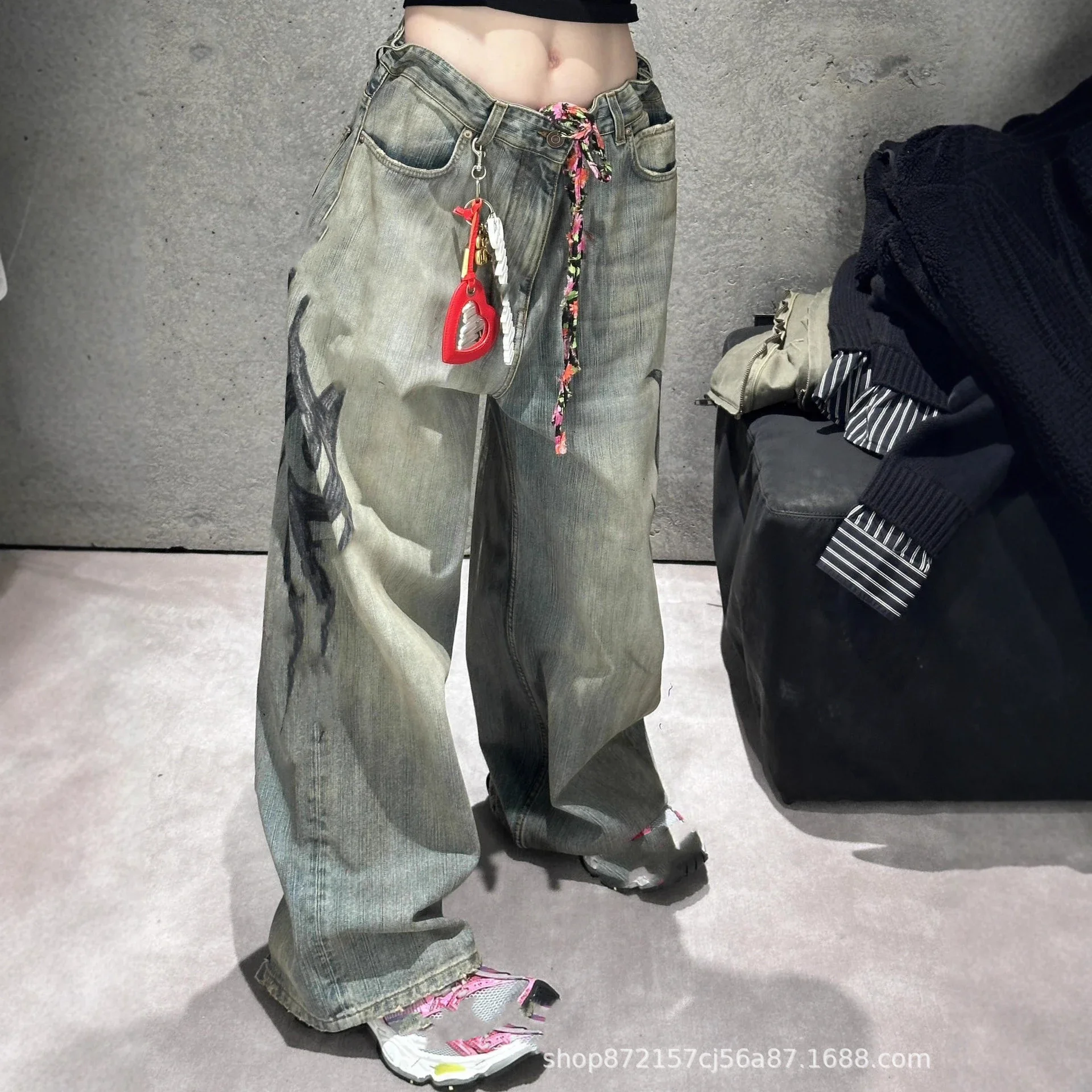 Balenciaga Dragon Print Ripped Jeans Unisex